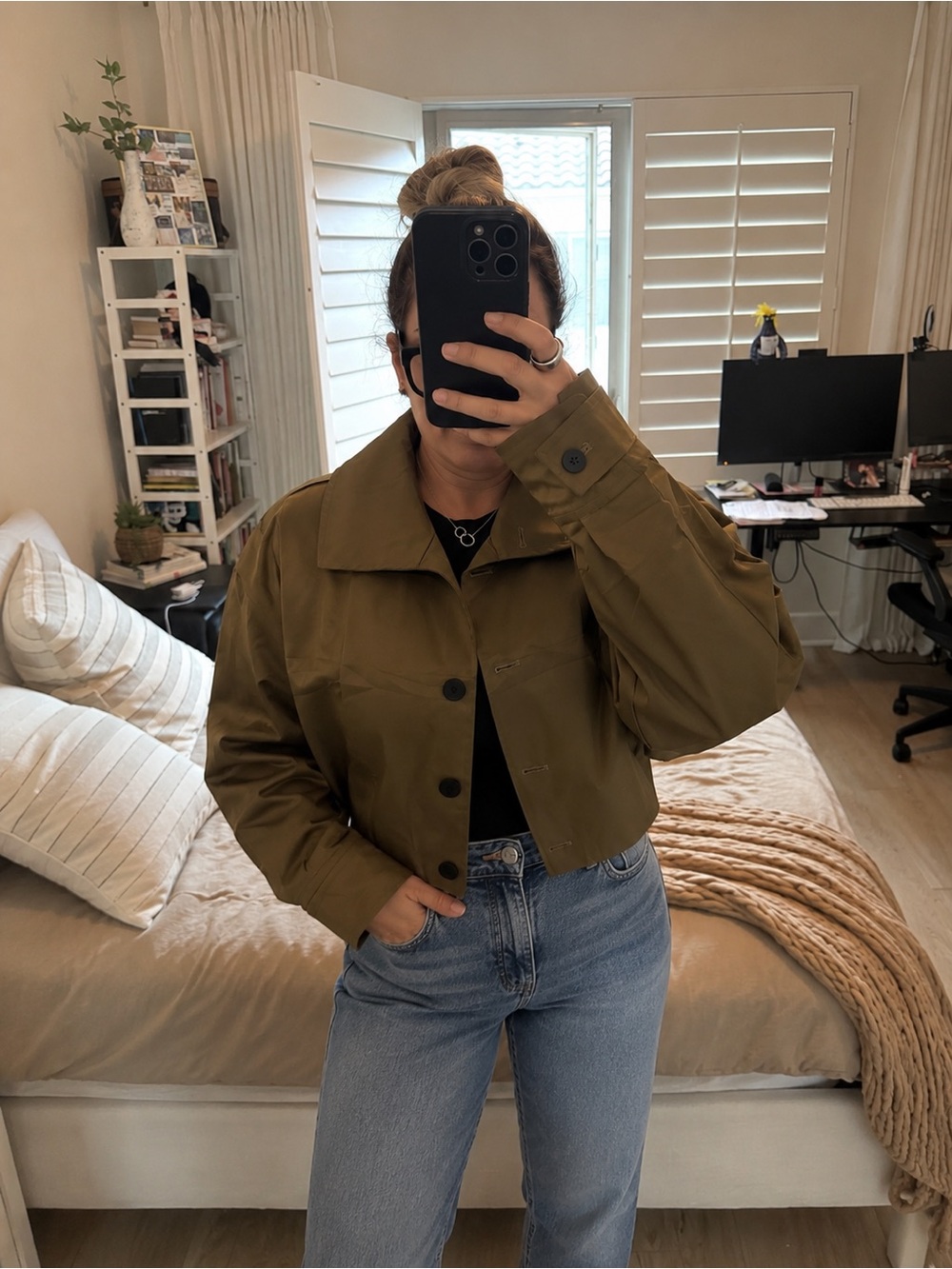 NWT Cufezn Olive Green Cropped Utility Jacket Size Medium